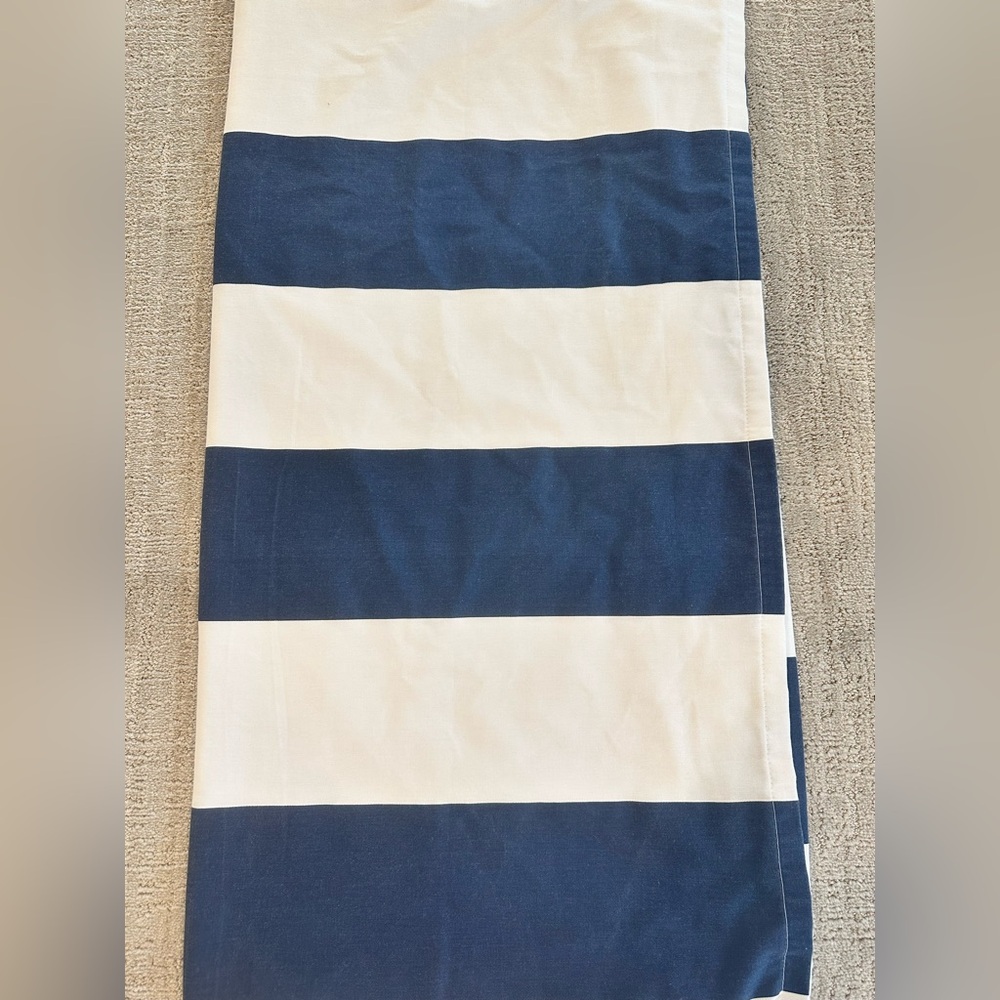 Navy & White Wide Stripe Cotton Fabric curtains